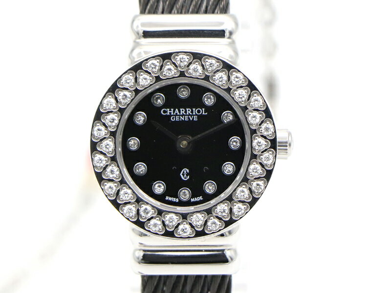 【 シャリオール CHARRIOL 】 腕時計 20SD サントロペ ミニ SS クォーツ ダイヤベゼル ダイヤインデックス レディース □新着 03426-0 中古 送料無料
