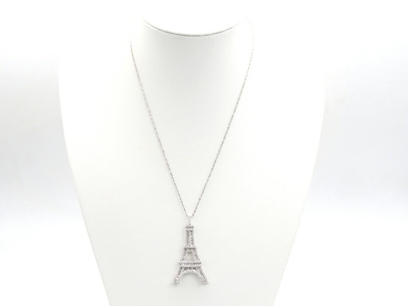 樂天商城 - 【 ホワイトゴールド/プラチナ K18WG/PT850 】 ペンダントネックレス エッフェル塔 ダイヤモンド 2.65ct 11.9g レディース ☆新着 70059-2 中古 送料無料