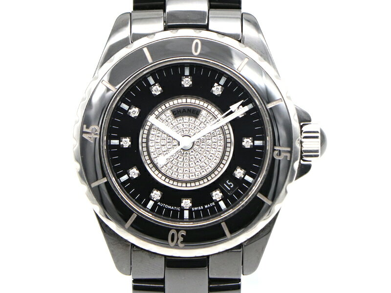 【 シャネル CHANEL 】 腕時計 J12 H1757 純正ダイヤ 12Pダイヤ 黒セラミック/ ...