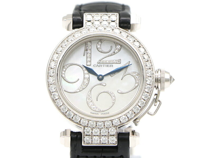 樂天商城 - 【 カルティエ Cartier 】 腕時計 WJ123221 パシャ K18WG/革 クォーツ 純正ダイヤ レディース □新着 70114-1 中古送料無料