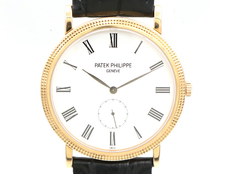 樂天商城 - 【 パテックフィリップ PATEK PHILIPPE 】 腕時計 5119R-001 カラトラバ K18ピンクゴールド/革 裏スケ 手巻き メンズ 新着 76032-1 中古送料無料