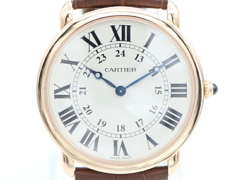 乐天商城 - 【 カルティエ CARTIER 】 腕時計 W6800251 ロンドルイ K18PG/革 手巻き 裏スケ メンズ 新着 70113-3 送料 無料 中古