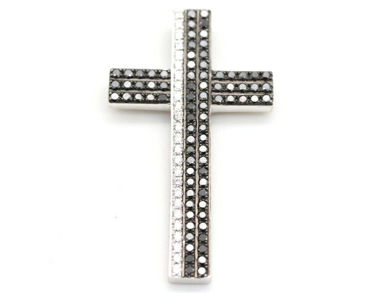 樂天商城 - 【 ポンテヴェキオ PONTE VECCHIO 】 K18WG ペンダントトップ クロス ブラックダイヤ 2.1ct ダイヤ 0.61ct 18.3g 男女兼用 〇新着 00676-0 中古 送料無料