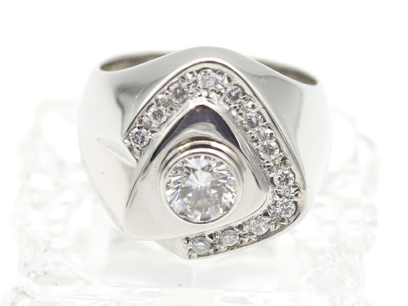 乐天商城 - 【 PT900 プラチナ 】 メンズジュエリー 指輪 リング 印台 ダイヤモンド 1.106ct 0.30ct 22号 32.6g 鑑定書 ☆新着 70031-1 中古 送料無料