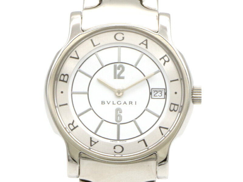 F, H, W - 【 ブルガリ BVLGARI 】 腕時計 ST35S ソロテンポ 35mm SS デイト クォ―ツ メンズ 新着 00028-0 中古 送料無料