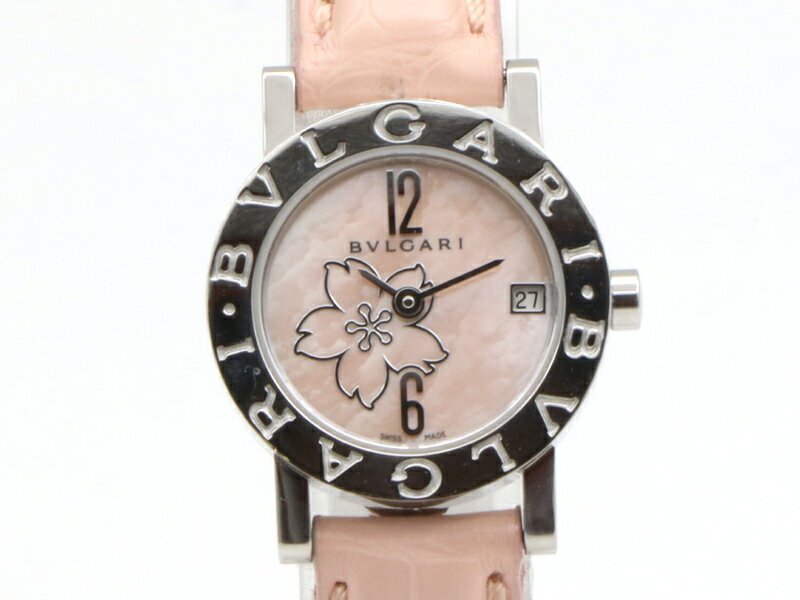 【 ブルガリ BVLGARI 】 腕時計 BB23SL ブルガリブルガリ ピンクシェル SS/革 ク ...