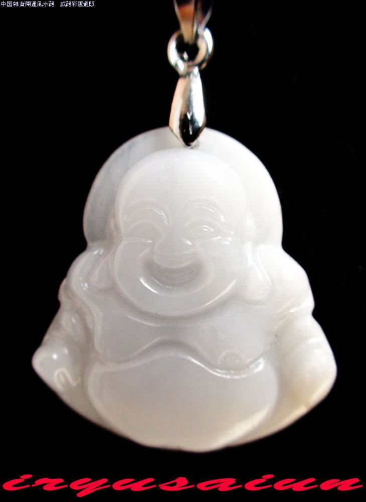 布袋様開運 風水 天然 翡翠手彫り 布袋様ペンダントトップ 新品レディースネックレスメンズネックレスFeng shui Hotei necklace Jade男女兼用 威龍彩雲