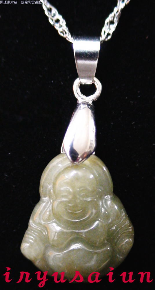 布袋様開運 風水 天然 翡翠手彫り 布袋様ペンダントトップ 新品レディースネックレスメンズネックレスFeng shui Hotei necklace Jade男女兼用 威龍彩雲