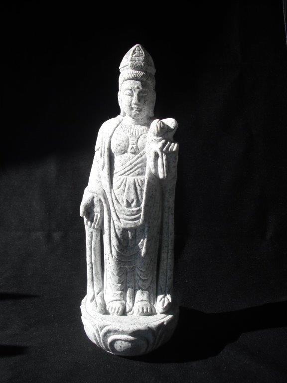 【本格仕様！】聖観音地蔵10号 白御影石 総高36cm 重さ6kg