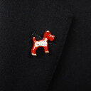ラペルピン メンズ スワロフスキー 犬 シュナウザー(横)動物 赤 ブローチ メンズ用ブローチ ピンブローチ メール便可 ACC21-2519R