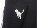 ラペルピン スワロフスキー 猫 ネコ シルバー ブローチ メール便可