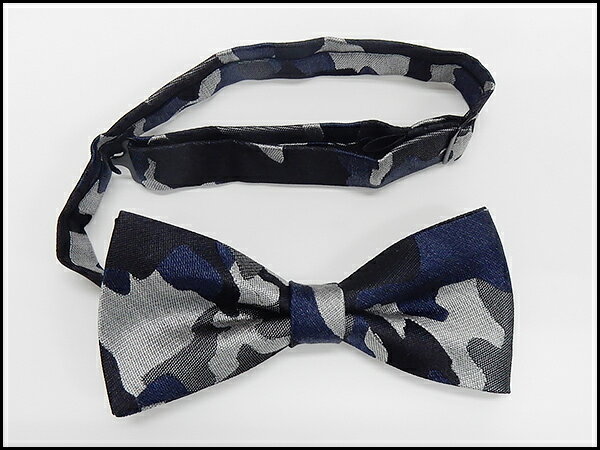 ◆礼装◆蝶ネクタイ（中）5×11.5cm◆蝶タイ　ボータイ◆迷彩/グレー紺◆バタフライタイプ　メール便可