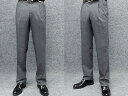 春夏物 2タック「美脚」スラックス 杢グレー 無地調 ウォッシャブル ビジネスパンツ 76cm-94cm OS7450-3
