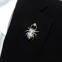 ラペルピン メンズ スワロフスキー 蜘蛛 昆虫 スパイダー 銀 クリスタル色 メンズ用ブローチ ピンブローチ メール便可 ACC110-2533
