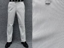 ★すっきりノータック のびのび素材+ウエスト スラックス 春夏秋 グレー系/縞 ビジカジパンツ 76cm-105cm OS3810-2