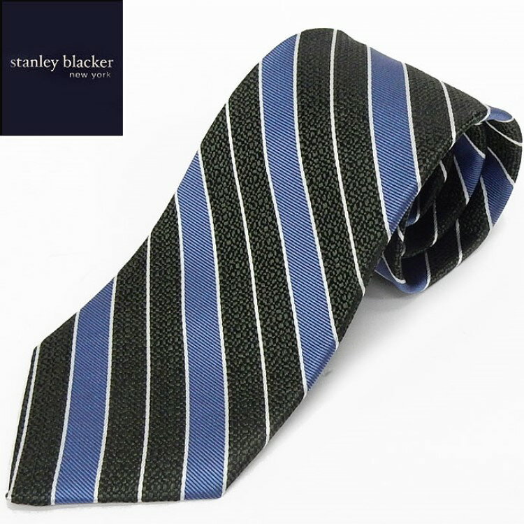 stanley blacker 　　　　　new york 【スタンリー　ブラッカー】 ジャケットの先駆者として全米で「ミスタースポーツコート」と呼ばれた stanley blacker アメリカ東海岸のトラディショナルを感じさせるデザインになっています。 商品詳細 ブランド スタンリー　ブラッカー 色 深緑（やや黒み）×濃サックス×白 柄 ストライプ レップ（右下がり縞） 素材 シルク100％ 仕様&nbsp; 共生地小剣通し 日本製 サイズ 剣先8cm　　長さ約145cm メーカー希望 小売価格&nbsp; 5，800円（税別）&nbsp;