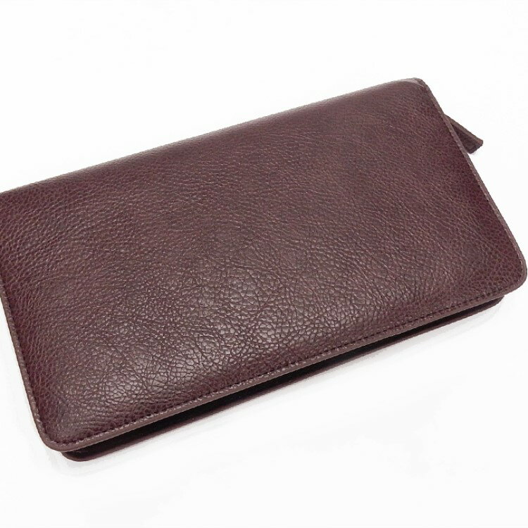 ラージ長財布◆ワイン◆　クラッチバッグ　ラウンドファスナー　フェイクレザー　W222-WN