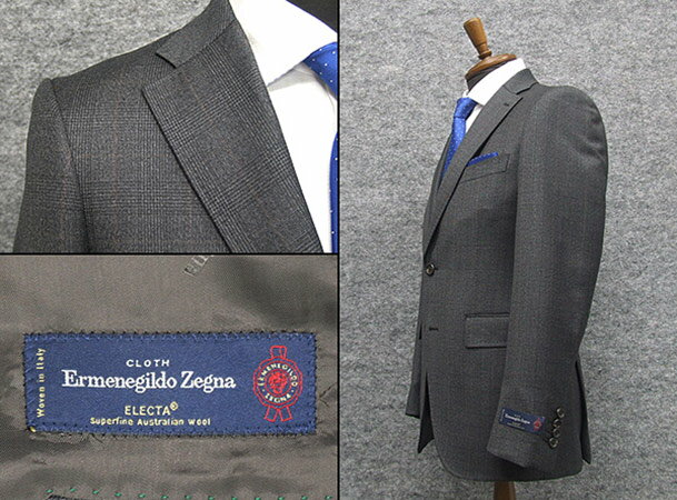 秋冬物　グレー系/チェック　[Ermenegildo Zegna] ゼニア ELECTA使用　トレンドスタイル2釦スーツ　[A体]　EZD14