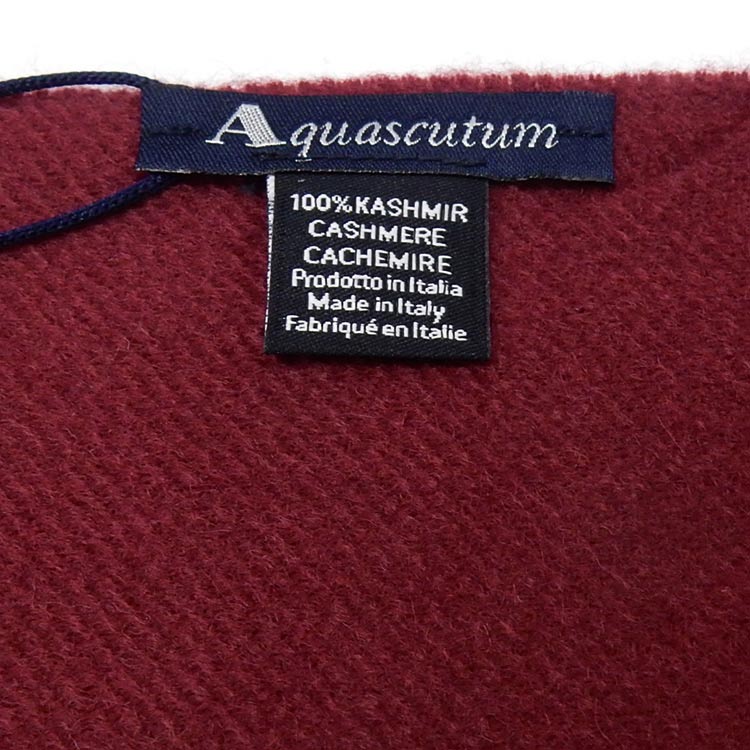 [Aquascutum]アクアスキュータム　イタリア製カシミヤ　マフラー　ピュアカシミヤ100％　ワイン　無地　メンズ　メール便可　AQS03