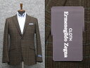 秋冬物スタイリッシュ2釦ジャケット　[Ermenegildo Zegna]ゼニア生地 HUACAYA TWEED使用　[A体]　茶系大格子　メンズ　ezz07 その1