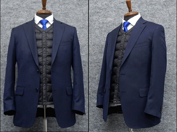 インナーダウンベスト　黒　ダウン90％/フェザー10％　メンズ　軽量　ポケッタブル　VD830-BK