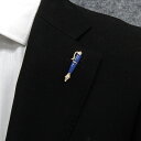 ラペルピン メンズ スワロフスキー 万年筆 文房具 ゴールド×青藍 ブローチ メンズ用ブローチ ピンブローチ メール便可 ACC21-2502A