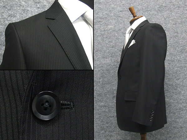 スリーピーススーツ　両面ベスト　スタイリッシュ2釦　フォーマル＆ビジネス　黒縞　[Y体][A体][AB体]　パーティスーツ/ゲストスーツ　NS18101