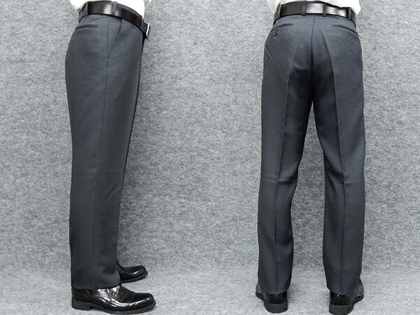 ★すっきりノータック　のびのび素材+ウエスト　スラックス　秋冬春　濃グレー　無地　ウォッシャブル　ビジネスパンツ　76cm-105cm　os3728-3