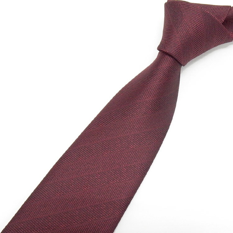 日本製　ネクタイ　甲州織　ワイン/杢調の杉綾　テトロン糸使用　洗濯機OK　メール便OK　BUN-M05