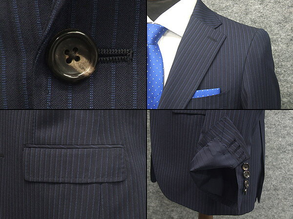 春夏物　紺/縞　[Ermenegildo Zegna] ゼニア TROPICAL使用　トレンドスタイル2釦スーツ ネイビー ストライプ　[YA体][A体]　EZD72