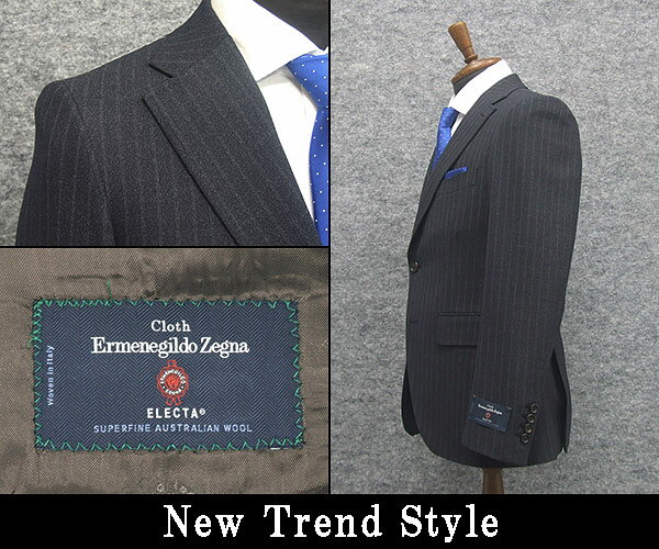 秋冬物　[Ermenegildo Zegna]トレンドスタイル2釦スーツ　グレー系/ストライプ　ゼニア生地 ELECTA使用　[A体][AB体]　EZD26