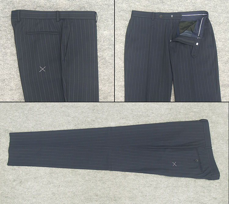 スタイリッシュ2釦スーツ　濃紺/ストライプ　[BE体]　秋冬物　総裏地　メンズスーツ　A11510