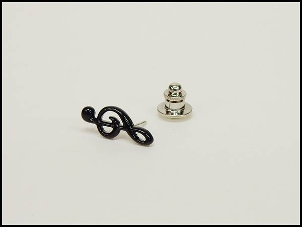 ラペルピン メンズ　ト音記号 音楽 音符　黒 ブラック　ブローチ メンズ用ブローチ ピンブローチ　メール便可 ACC21-2005B