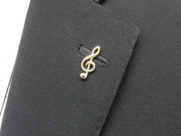 ラペルピン メンズ　ト音記号 音符 音楽　ゴールド 金　ブローチ メンズ用ブローチ ピンブローチ　メー..