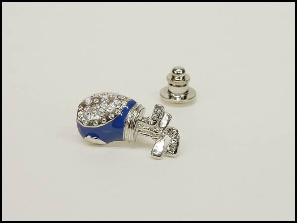 ラペルピン メンズ　スワロフスキー　ゴルフバッグ Golf　銀×青　　ブローチ メン...