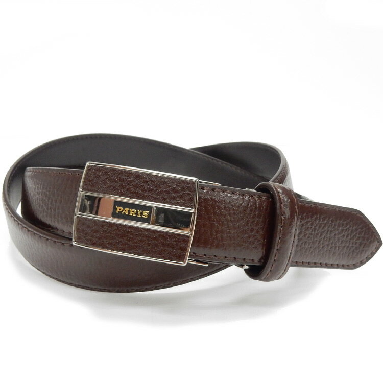 〓PARIS-16e〓メンズ本革ベルト　チョコ茶　フィットバックル　約2.9cm巾　100cm対応　ビジネスベルト メンズベルト　P16-14-BR