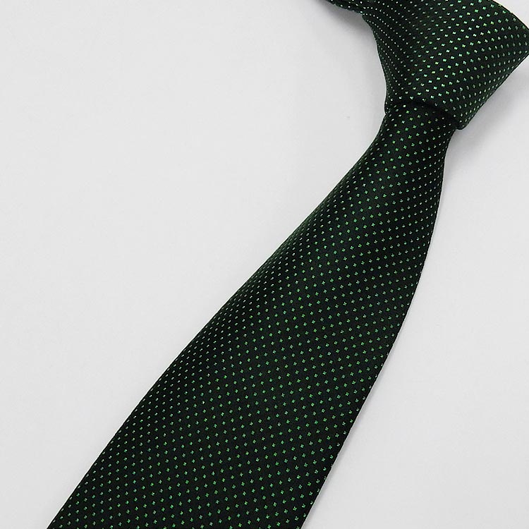 日本製　ネクタイ　甲州織　黒×緑/ピンドット　テトロン糸使用　洗濯機OK　メール便OK　BUN-PD03
