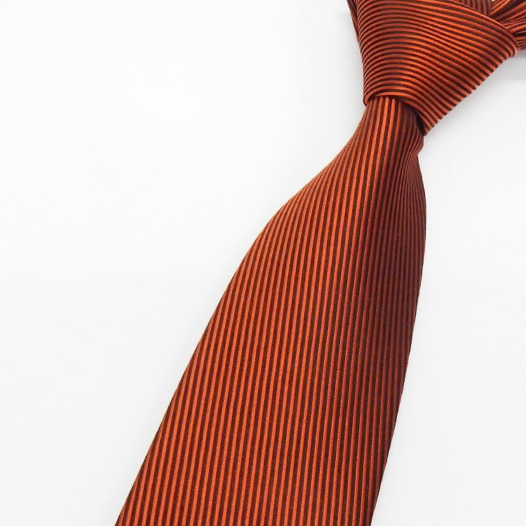 京都西陣織　ネクタイ　シルク100％　赤茶×黒/フランス綾　