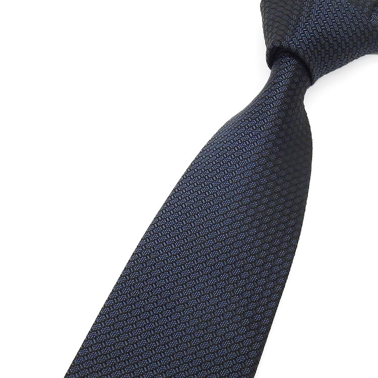 京都西陣織 ネクタイ シルク100％ 藍×黒/崩しバスケット メール便OK NJ-KB01