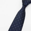 京都西陣織 ネクタイ シルク100% 濃紺×濃い群青色/小紋格子風 メール便OK NJ-KO04