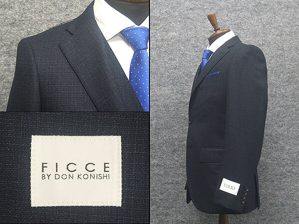 秋冬物　段返り3釦　3ピース　[FICCE]BY DON KONISHI フィッチェ　スタイリッシュ　シングルスーツ　紺系/無地調　[AB体]　FC17308-88