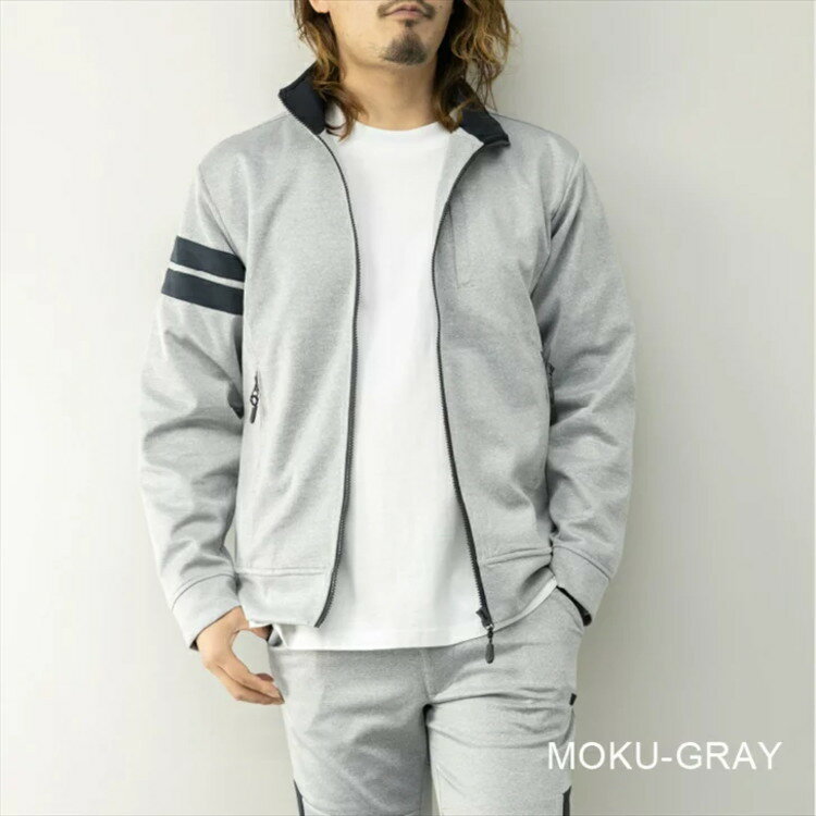 ANTFUI アントフィー ゴルフウェア メンズ ジップブルゾン◆杢グレー◆トップス ジャージポンチ素材 細身 ゴルフジャケット 送料無料 ST21541-GY