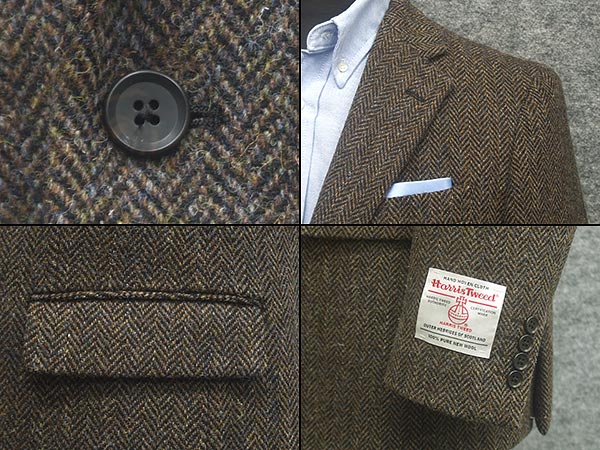 英国生地　[Harris Tweed]ハリスツイード　ベーシックジャケット　[AB体][BB体]　茶系ヘリンボーン　シングル2釦　秋冬物　HT22209-58 3