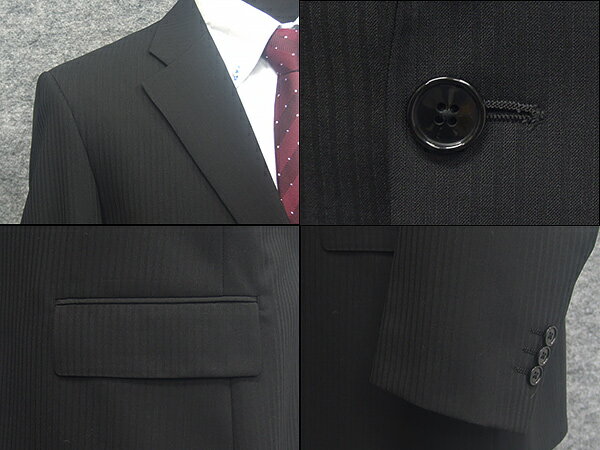 秋冬物　ベーシック2釦シングルスーツ　黒系/ストライプ　[BB体］メンズスーツ　KN2021