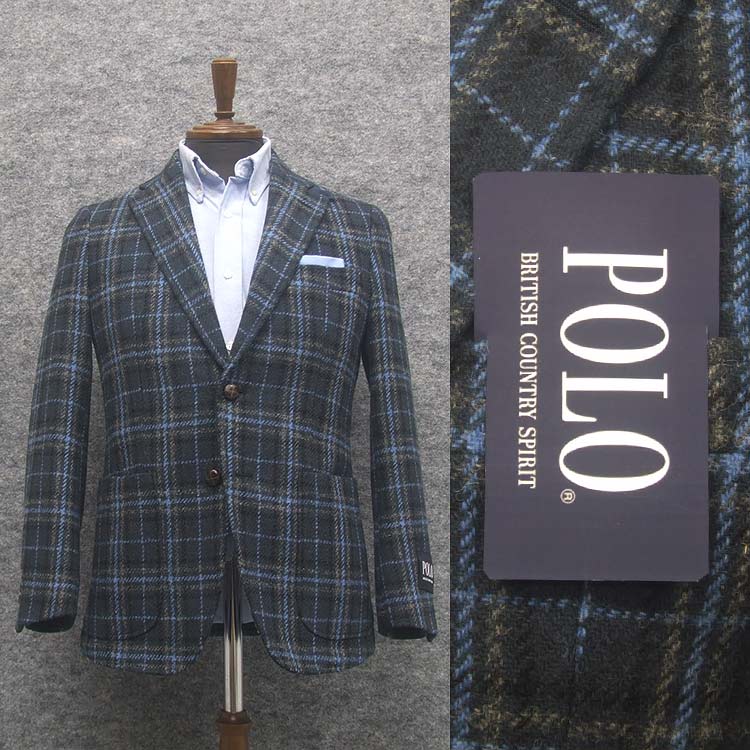 POLO B.C.S ポロ＆ Harris Tweed ハリスツイード スタイリッシュジャケット 紺系/格子 YA体 A体 兼用 秋冬物 POLO-HTJ02