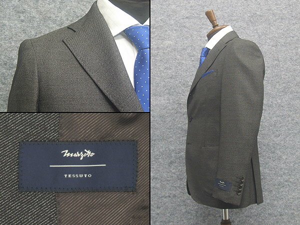 伊[MARZOTTO]クラシコテーパードスーツ　2タックパンツ　スタイリッシュ段返り3釦シングルスーツ　茶/綾　秋冬物　[YA体][AB体]　ニュートレンド　MZ-CL13