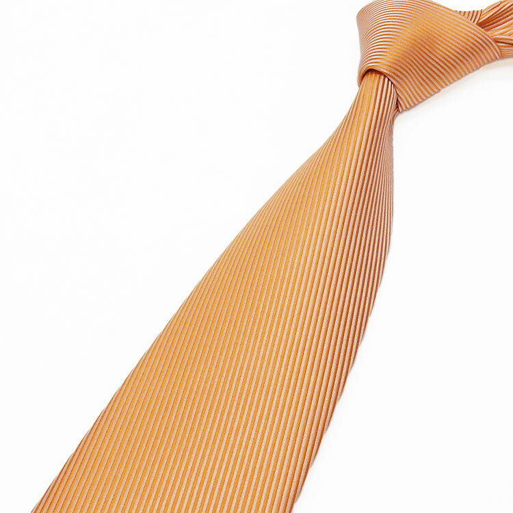 京都西陣織 ネクタイ シルク100％ オレンジ×薄グレー/フランス綾 メール便OK NJ-FA13