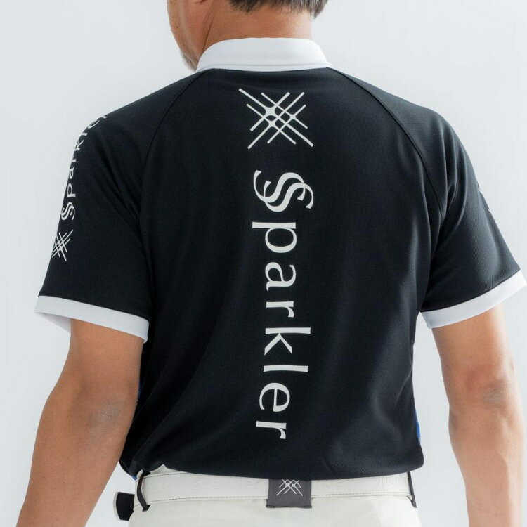 SSparkler（スパークラー） ゴルフウェア ポロシャツ メンズ 半袖 ◆黒◆ボタンダウ...