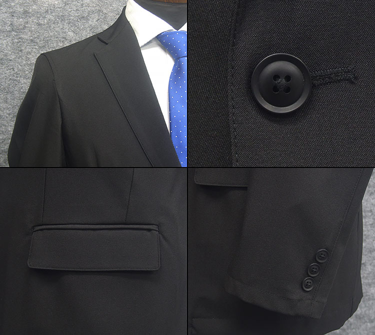 カジュアルテーラードスーツ　ウォッシャブル/ストレッチ 　スタイリッシュ2釦シングル　黒/無地　SS2556-09
