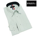 長袖ワイシャツ 極薄緑 ドビー鱗小格子 ドゥエ ボタンダウン PARIS-16e 形態安定 M-3L HKP-Z04